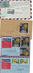 ETHIOPIA 1950 80 COLLECTION OF 10 COMMERCIAL COVERS MULTI FRANKED INCLUDES IMPER