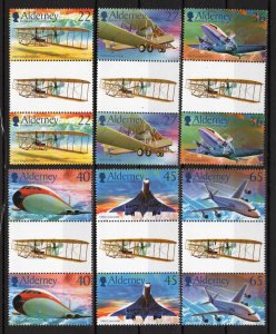 ZAYIX Alderney 203-208 MNH Pairs Aviation Planes Wright Flyer Airbus 101623SM35