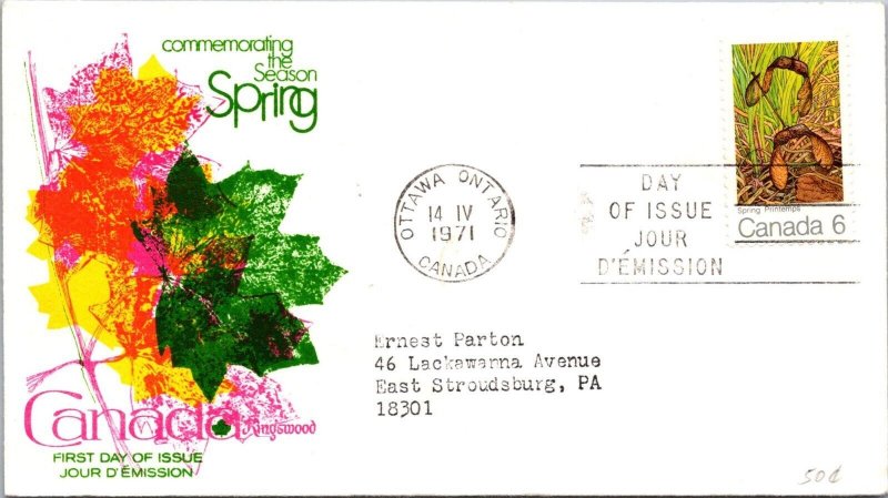 Canada 1971 FDC - The Season Of Spring, Spring Printeps - Ottawa, Ont - J9051