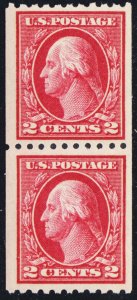 442, Mint VF NH 2¢ Coil Pair - A BEAUTY! SCV $55.00