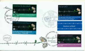 ISRAEL - U.N JOINT ISSUE 2008 HOLOCAUST DAY FDC WITH ALL 4 STAMPS MINT TYPE 2