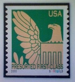 United States, Scott #3796, used(o) coil, 2003, Pre-Sorted: Gold Eagle, (25¢)
