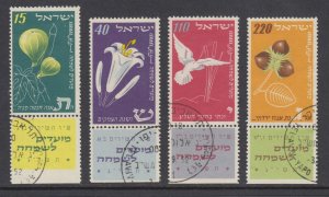 Israel Sc 66-69 used. 1952 Jewish New Year, complete set with Tabs, fresh, F-VF.