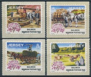 Jersey 1998 MNH Farm Animals Stamps Days Gone By Horses Cows 4v S/A Set 
