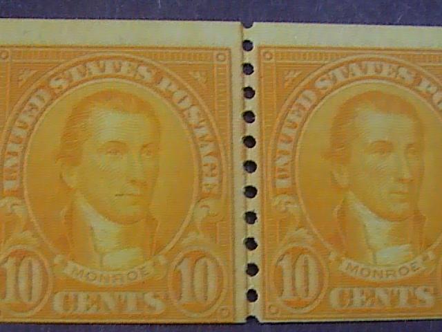 U.S.# 603-MINT/NEVER HINGED---JOINT LINE PAIR---ORANGE---MONROE---1924