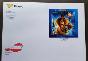 Austria Cartoon Animation Madagascar 2012 (FDC *puzzle stamp *odd shape *unusual