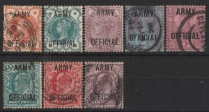 GREAT BRITAIN 1896-1903 'Army Official' on QV & KEVII. cat £207. Scarce genuine.