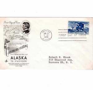 USA 1959 Sc C53 FDC Airmail First Day Cover Artcraft Cachet Alaska Statehood