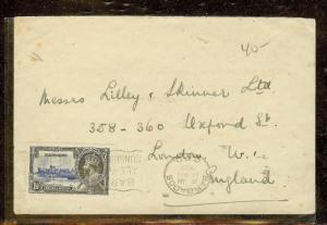 BARBADOS (P2110B)  SILVER JUBILEE 1 1/2D SINGLE FRANK TO ENGLAND