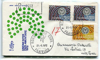 Italy FDC Venetia 1972 Interparliamentary Union traveled Racc. For Italy