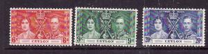 Ceylon-Sc#275-7-Unused NH set-KGVI-Coronation-Omnibus-1937-