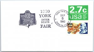 US SPECIAL EVENT COVER 1980 INTERSTATE FAIR AT YORK PENNSYLVANIA - TYPE F