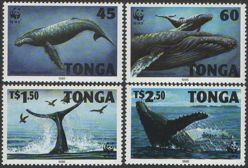 Tonga 1996 SG1337-1340 Whales Endangered Species set MNH