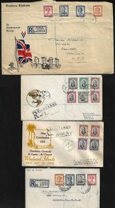 SOUTH AFRICA SOUTH RHODESIA GRENADA 1950s FOUR COVERS FDC & REGISTERED WITH KING