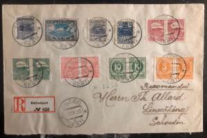 1920 Paldiski Estonia Registered Colorful Cover to Linköping Sweden