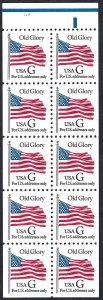 United States 2883a G (32¢) Old Glory (1994). Booklet pane of 10. Black G. MNH