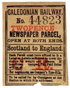 (I.B) Caledonian Railway : Newspaper Parcel 2d (Scotland to England) 