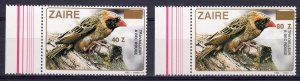 Zaire 1990 Mi#965-978 BIRDS (Travailleur A bec Rouge) Ovpt.New values (2) MNH