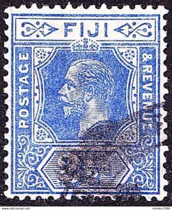 FIJI 1914 KGV 2.5d Bright Blue SG129 Used