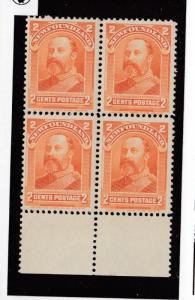 NEWFOUNDLAND # 81 VF-MNH BLOCK OF 4 KEV11 CAT VALUE $80