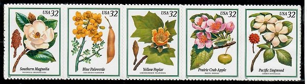 3193 - 3197 Flowering Trees MNH strip of 5