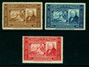 NICARAGUA 1941 Rowland Hill, Stamp Centenary -Stamp on Stamp- set Sc# C254-6 MH