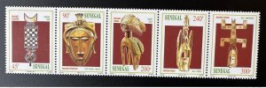 1997 Senegal Mi. 1505 - 1509 Mask Masks Masks Strip of 5-