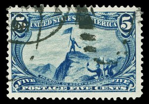 Scott 288 1898 5c Blue Trans-Mississippi Issue Used VF Jumbo! Cat $25