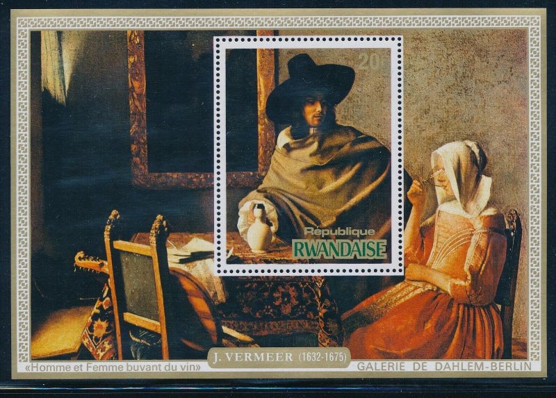 Rwanda - Painting Art Sheet MNH Vermeer (1975) #681 