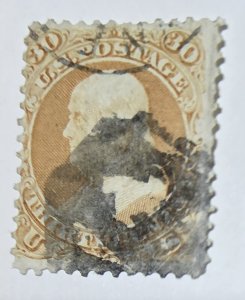 FANCY CANCEL US Scott 71 1861 30c Orange Franklin Used  Stamp Cat $250 T18776