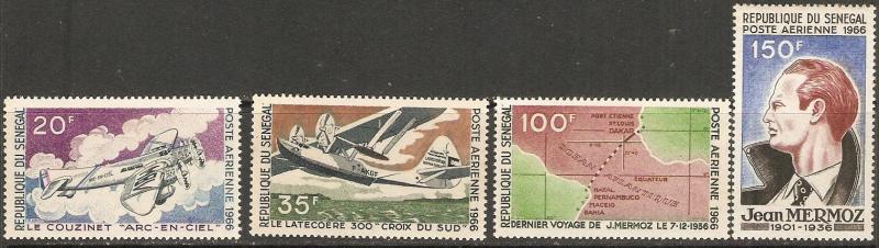 1966 Senegal Scott C48-C51 30th Anniversary Jean Mermoz last flight MNH