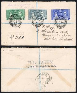 Turks and Caicos 1937 Coronation Cover Salt Cay Pmk