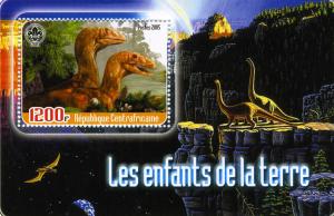 Central African Republic 2005 Dinosaurs s/s Perforated mnh.