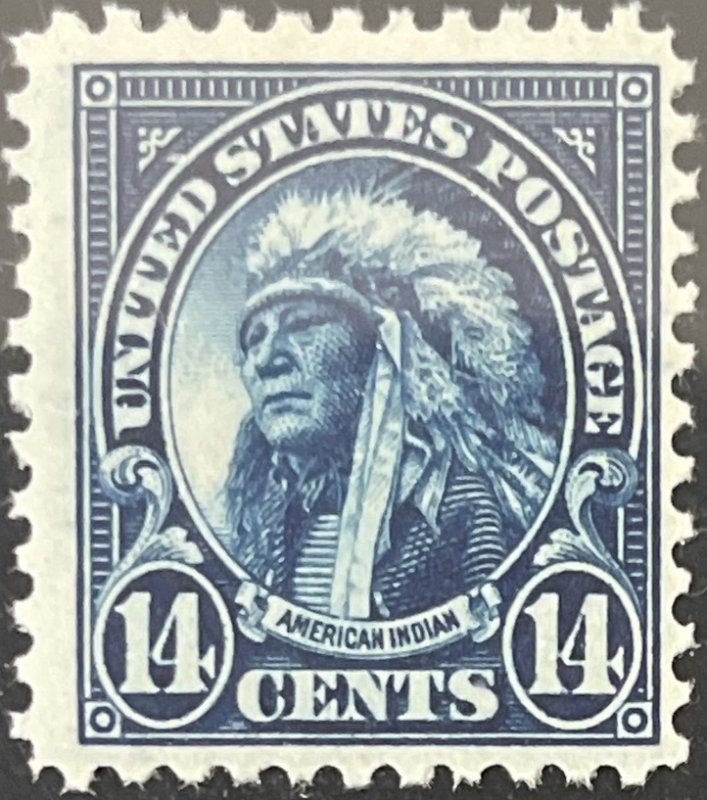 Scott #565 1923 14¢ American Indian flat plate perf. 11 MNH OG