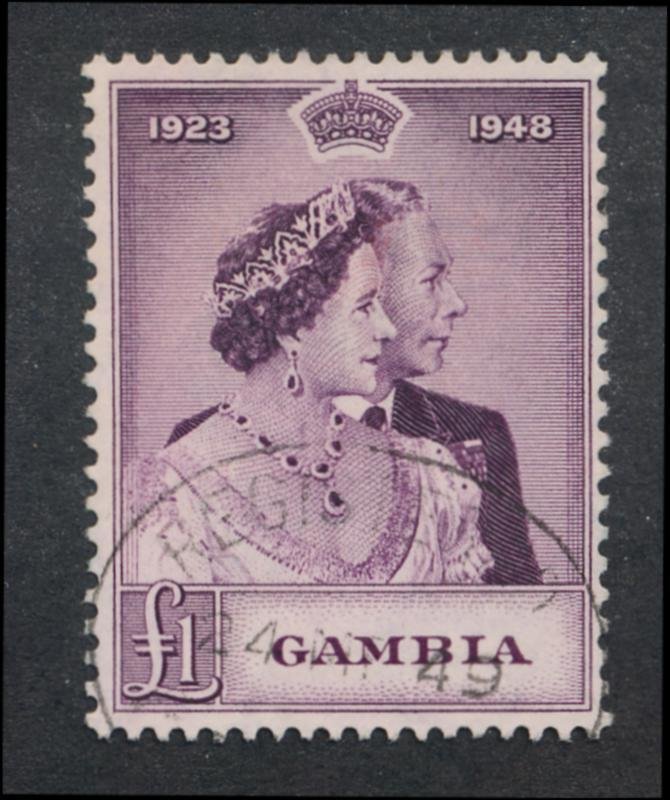 GAMBIA 147 USED F-VF 1948 SILVER WEDDING KGVI 