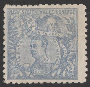 NEW SOUTH WALES 1890 Carrington 20/- cobalt-blue wmk 20/- NSW in circle, perf 10