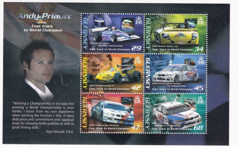 GUERNSEY ANDY PRIAUX RACING VICTORIES MNH S/SHEET