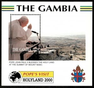Gambia 2000 - Pope, Holy Land, Mount Nebo - Souvenir Sheet - Scott 2230 - MNH