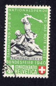 Switzerland 1940 5c+5c emerald, black & red Semi-Postal, Scott B100 used