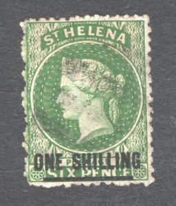 St. Helena, Scott #23   VF, Used, 1sh on 6p yellow grn, CV $160.00 ..... 5980018