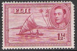 Fiji #132 KG VI & Outrigger Canoe MH