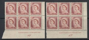 New Zealand, CP N3a, MNH plate 11 and 12 blocks of six