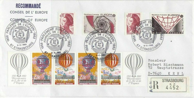 France Council of Europe Strasbourg Special Regd Multiple Stamps Cover Ref 31060 