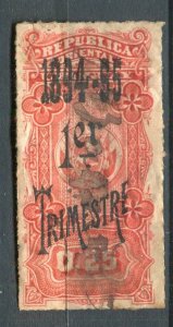 URUGUAY; 1890s early classic Optd. Revenue issue fine used value