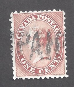 Canada # 14iii VF USED 1c ROSE-RED QUEEN VICTORIA THIN PAPER VARIETY BS27674