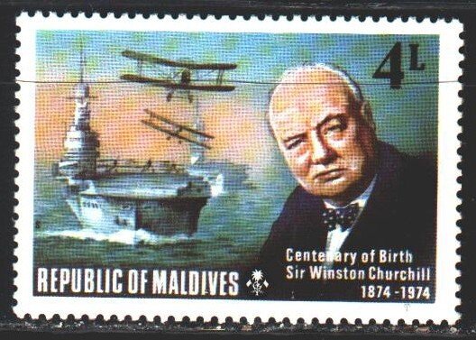 Maldives. 1974. 545 of the series. Aircraft carrier, Churchill. MNH.