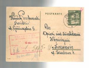 1941 GG Konskie Poland Censored Postal Stationery Postcard Cover to Krakow Aid