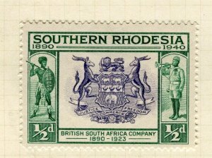 RHODESIA; 1940 early Pictorial Anniversary issue Mint hinged 1/2d. value