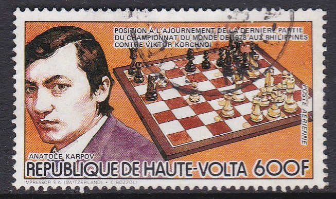 Burkina Faso (Upper Volta) #C303 F-VF postally used Karpov, chess champion