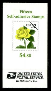 #BK241 32¢ Yellow Rose $4.80 complete booklet⭐⭐⭐⭐⭐⭐